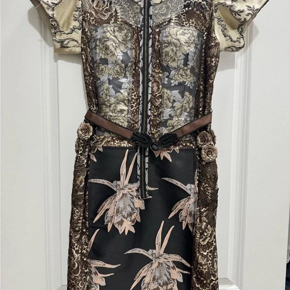 Anthropologie Black and Cream Floral Dress - Picture 1 of 3